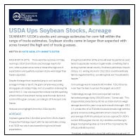 USDA Ups Soybean Stocks, Acreage