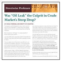 Was Oil Leak Culprit in Crude Market Tumble?