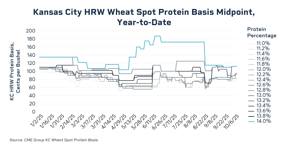kansas city hrw wheat spot protein basis midpoint